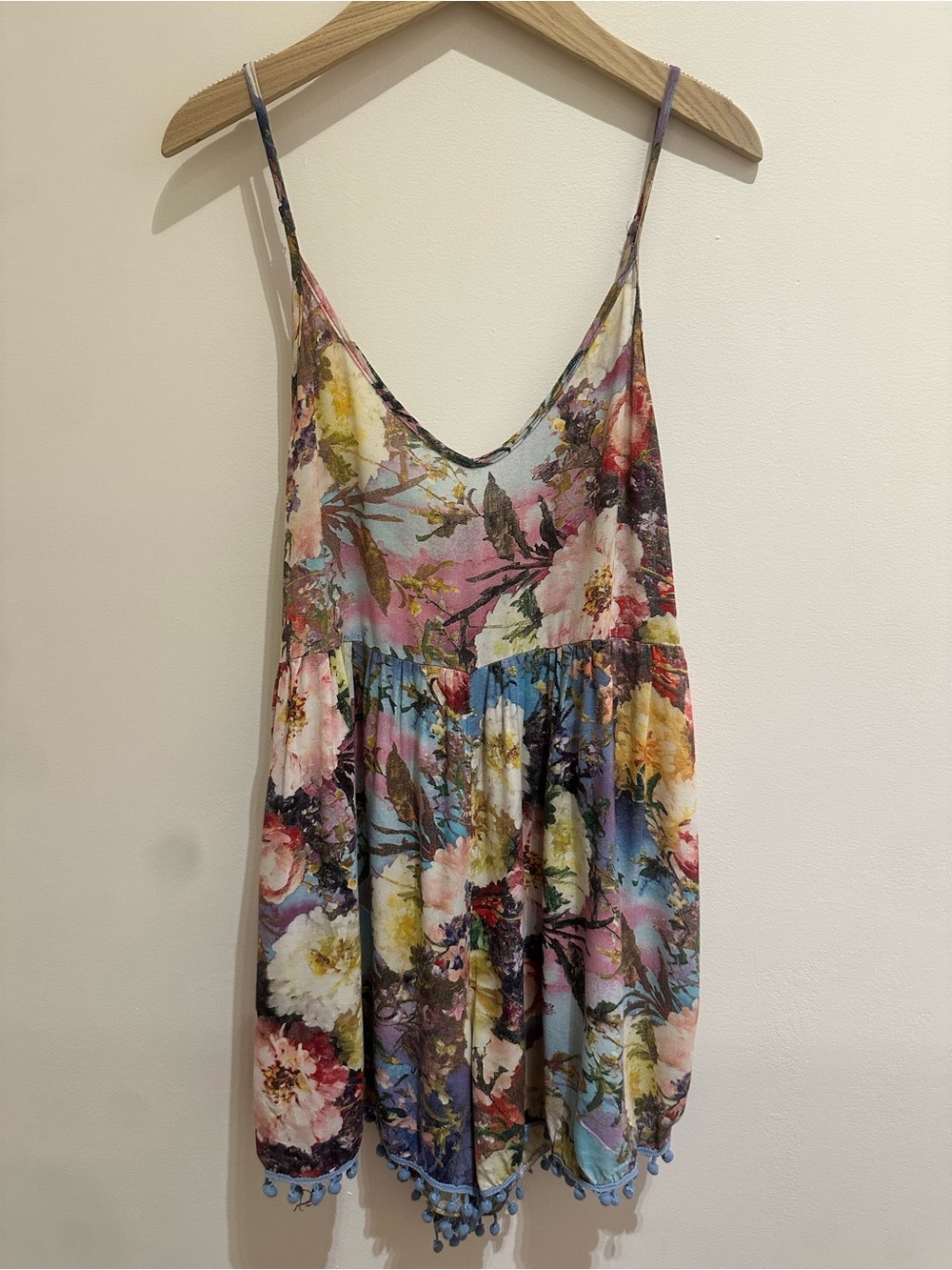 Floral Spaghetti-Strap Romper in Multicolor 10